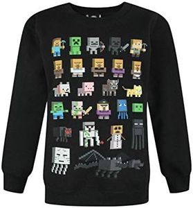 Minecraft Boys Jumper Kids Sprites Creeper Pig Sudadera Negra 7-8 años