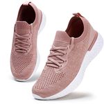 HKR Womens Athletic Running Shoes Comfortable Tennis Sneakers Lightweight Walking Shoes Lace Up Trainers Pink UK/3