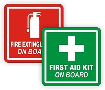 2" Fire Extinguisher/First Aid Kit on Board Vinyl Decals/Stickers/Labels Pair