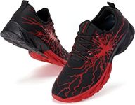 BRONAX Tennis Shoes for Men Comfy Running Walking Size 10 Fitness Outdoor Sports Gym Athletics Adult Sneakers Male Jogging Footwear Black/Red 44