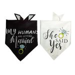 Dog Wedding Bandana, 2 Pieces “My Humans are Getting Married She Said Yes” Pets Scarf, Triangle Collar Pet Accessories for Dog Lovers Medium Large Dogs Cats