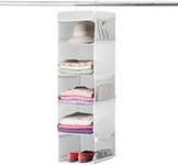 ZOBER Hanging Closet Organizer, 5-Shelf - Hanging Storage Organizer Shelves for Clothes, Towels, Toys - College Dorm Room, Nursery, & Home Closet