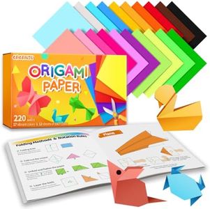 GAGANIU Origami Paper, Double Sided Color Origami Paper kit, 220 Sheets Multicolor Square Easy fold paper with Origami manual for Beginner, Paper & Paper Crafts DIY Projects(6x6inch)