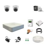 HIKVISION 4 Channel DVR with 5MP 2 Dome & 1 Bullet Cameras with Audio Recording (Day/Night Vision) + 1TB HDD + Copper Cable Roll (1+3) + CLOCITE 4 CH Power Supply + BNC & DC Full Combo Kit