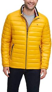 Tommy Hilfiger Men's Water Resistant Ultra Loft Down Alternative Puffer Jacket, Yellow Gold Wet Look, XX-Large