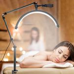 Professional Lash Light for Eyelash Extensions, Half Moon Lamp with Phone Holder, Adjustable Height Brightness, Color Temperature(3000k-6000k), Floor Lamp for Makeup, Nail, Tattoo (Black)