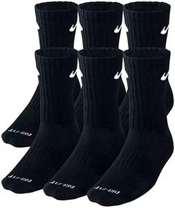 NIKE Plus Cushion Socks (6-Pair) (L (Men's 8-12 / Women's 10-13), Crew Black)