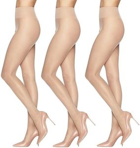 L'eggs Sheer Energy Compression Tights with Sheer Panty & Sheer Toe for a Smooth, Second-Skin Look with Medium Graduated Support & Micro-Massage Technology, Nude, Size B (Pack of 3)