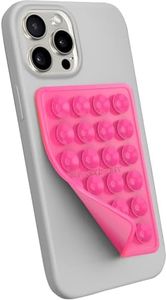 StickyGrippy Suction Phone Case Mount, Sillicon Adhesive Phone Accessory for iPhone and Android, Hands-Free Fidget Toy Mirror Shower Phone Holder, Tiktok Videos and Selfies (Pink)