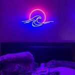 Dimmable Neon Sunset Sunrise Sign for Wall Decor,LED Neon Anime Light up Wave Signs, Arylic Neon Decorative Night Lamp for Bedroom Living Room Dorm Apartment Bar Hotel, Anime Neon Gifts for Teens