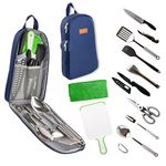 LIFE 2 GO 9-Piece Portable Camp Kitchen Utensil Organizer Set for Indoor or Outdoor-100% Stainless Cookware Kit is Perfect for Travel, Picnics, RVs, Camping, Hiking, BBQs, Parties, Potlucks and More