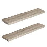 HOOBRO Floating Shelves, Wall Shelf Set of 2, Hanging Shelves with Invisible Brackets, for Bathroom, Bedroom, Toilet, Kitchen, Office, Living Room Decor, Greige BG100BJP201