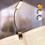Glocusent 13 LED Book Light for Reading in Bed, Eye-Caring 3 Amber Colors & Stepless Dimming, Travel Clip on Book Reading Light Lasts 1 Week to 2 Months, Gifts for Book Lovers, Men, Women & Kids