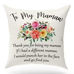 Funny Mamaw Throw Pillow Cover, Gift for Grandma, Grandmother, If I Had a Different Mamaw, I Would Punch Her in The Face, Cotton Linen Pillow Cushion Case for Home Decor, 18x18 Inch(GMS334)