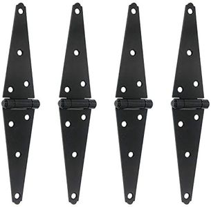 T Tulead Black Shed Hinges Iron Strap Hinges Gate Hinges Door Hinges Cabinet Hinges 6-Inch,4PCS with Mounting Screws