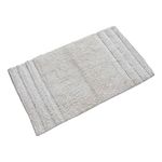 HOMESCAPES Spa Supreme Bath Mat, White, Very Heavy 1800 GSM, Super Soft Plush Cotton Rug, 50x80cm, Washable at Home