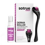Sotrue Derma Roller 0.5mm with Sanitizer | 540 Stainless Steel Needles | Derma Roller for Hair Growth & Thickening, Repair Damages and Activates Hair Follicles, Reduces Acne Scars (Black)