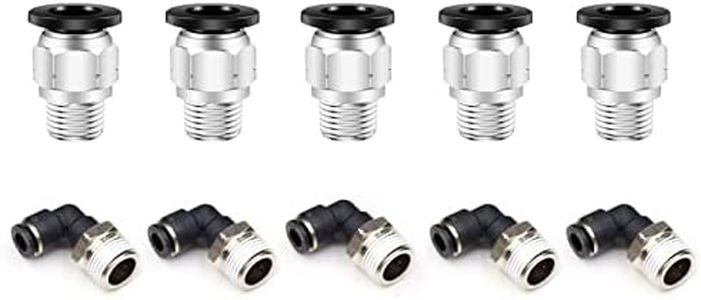 CEKER 1/4" Od x 3/8" Npt Male Thread Elbow Straight Airlines Push to Connect Fittings Air Fittings Quick Connect Pneumatic Tube Fittings 10Packs