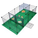 SILVER VALLEY Pet Playpen, Small Animals Cage, Exercise Fence with Mat, DIY Iron Mesh Panel, Interesting Game Holes Design, Ideal for Puppy,Rabbit,Kitten,Hamster,Guinea Pig,Hedgehog (140x70x35cm)