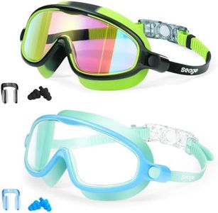 Seago 2 Pack Swim Goggles for Kids 3-14 Anti-Fog & UV Wide View Boys Girls