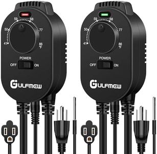 2 Pcs Plug in Thermostat for Heater, Thermostat Plug Outlet with 4.9FT Power Cord, Heating and Cooling Thermostats Outlet with Temperature Probe for Space Heater, Greenhouse Fan (Black)