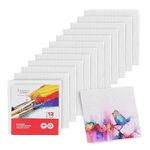 Artlicious Canvases for Painting - Pack of 12, 4 x 4 Inch Blank White Canvas Boards - 100% Cotton Art Panels for Oil, Acrylic & Watercolor Paint