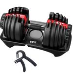 IMFit 5lb-52.5lb Adjustable Dumbbell with Free Hand Grip- Weight adjusts from 5 to 52.5 lbs. 15 Adjustable Weight Settings, Space Efficient Compact Design, Easily Switch Exercises.