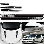 YlRNhe 6pcs Car Side Stripes Side Stripe Skirts Graphics Waterproof Vinyl Sticker Decals Hood Sticker Rearview Mirror Sticker Racing Sport Car Stickers Auto Body DIY Car Accessories