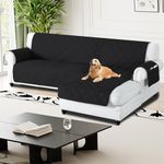 H.Versailtex 100% Waterproof Couch Covers for Sectional Sofa 2-Piece Couch Covers Sectional Chaise Sofa Cover L Shaped for Dogs Non Slip (Right Chaise Lounge Cover + 3 Seat Sofa Cover, Black)