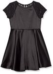 Calvin Klein Girls' Legacy Party Dress, Fit and Flare Silhouette, Black Satin, 8 Plus