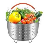 Smooce Steamer Basket for 6Qt Instant Pot,304 Stainless Steel Vegetable Steamer Basket with Silicone Handle for Steaming Vegetables Corn Eggs Rice Meat,Multifunctional Pressure Cooker Accessories