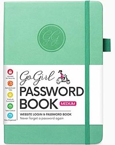 GoGirl Password Book with Alphabetical tabs – Internet Address & Password Keeper Logbook for Password Organization, Journal Notebook for Saving Website Logins. Medium Size 5.3″ x 7.7″, Emerald