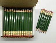 Half Pencils with Eraser - Golf, Classroom, Pew, Short, Mini, Non Toxic- Hexagon, Sharpened, #2 Pencil, Color - Army Green , Box of 144 (gross) Golf Pocket Pencils TM