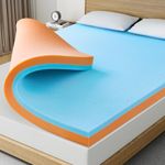 Maxzzz Memory Foam Mattress Topper Queen, 3 Inch Gel Memory Foam Mattress Topper & Copper Foam Surmatelas Dual Side Use Bed Topper Ventilated Design Foam Topper (60x80 Inch)