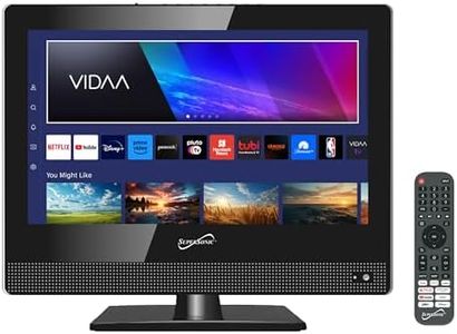 Supersonic SC-1520VTV 15.6 inch Smart AC/DC LED TV, Powered by VIDAA, 1080p, WiFi, Built-in Speakers, USB, 3X HDMI ARC, for Kitchen, RV, Boat, Truck, Playroom, Dorm Room, Remote, DC Car Cord Included