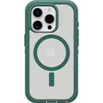 OtterBox iPhone 15 Pro (Only) Defender Series XT Clear Case - Velvet Evergreen (Clear), screenless, Rugged, Snaps to MagSafe, Lanyard Attachment