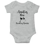 Witty Fashions Aunty Drinking Buddy - Funny Cute Novelty Infant Creeper, One-Piece Baby Bodysuit (Gray, 6 Months)