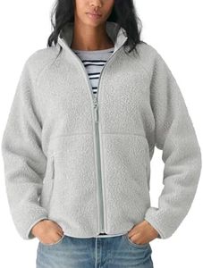 Hixiaohe Womens Fuzzy Fleece Jacket Fall Winter Warm Long Sleeve Sherpa Coats Casual Full Zip Up Outerwear with Pockets(Gray,XL)