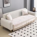 HOKIPO Premium Dutch Velvet Anti Slip Sofa Seat Mat for L Shape and 1/2/3 Seater Sofa. Make Your Own Sofa Cover Set, Mat Length 170 cm, Beige (AR-4954-BGE)