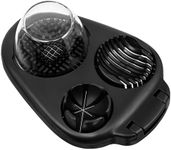 CraftyCrocodile Egg Slicer for Hard Boiled Eggs - 3 Slice Modes, Handy Heavy Duty Stainless Steel Egg Cutter - Kitchen Dicer for Strawberry, Mushroom, Grape, Cherry Tomato (Black)