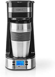 NEDIS Cafetière – Filtre à café – 0,4 l – 1 tasse – Minuterie d'allumage – Noir/argenté