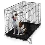 CAPHAUS Foldable Dog Crate Wire Metal Dog Kennel w/Leak-Proof Pan & Protecting Feet & Divider Panel, Single or Double Door, Small, Medium & Large Dog Crate Indoor Wire Dog Cage, 30” w/Single Door