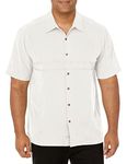 Quiksilver Waterman Men's Tahiti Palms 4 Button Down Shirt, White, XXL