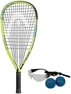 HEAD MX Hurricane Pack - Beginners Pre-Strung Racquetball Racket Set with Goggles & Two Balls, Yellow