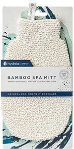 Hydrea London Exfoliating Mitt - Ultra-Soft Natural Bamboo Face Exfoliator & Body Scrubber for Men & Women - Deep-Cleanse, Massage & Bathing Shower Scrub - Cotton Bath Glove for All Skin Types