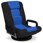 Best Choice Products 360-Degree Swivel Gaming Floor Chair w/Armrest Handles, Foldable Adjustable Backrest - Blue/Black