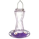 More Birds Bohemian Hummingbird Feeder, Glass Hummingbird Feeders for Outdoors, 4 Feeding Stations, 20 Ounces, Purple