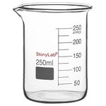 stonylab Glass Beaker, 1 Pack Borosilicate Glass Graduated Low Form Griffin Beaker with Pouring Spout Lab Beaker, 250 ml