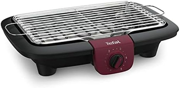 Tefal Easygrill BG90E5 Adjust Barbecue électrique de table, 2300 W, surface de cuisson : 720 cm², nettoyage facile, noir/bordeaux