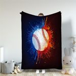 Soft Baseball Blanket Sport Ball Cozy Flannel Throw Blanket Baseball Throw Gifts for Boys and Adults Blanket for Baseball Lover All Season Couch Bed Sofa Home Decor, 50"x60"